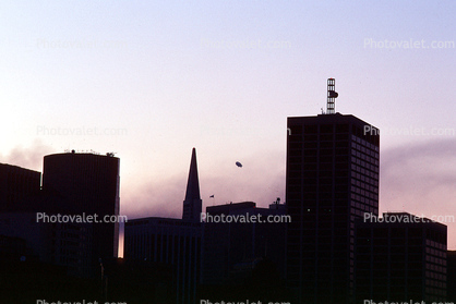 the Goodyear Blimp over the Marina, Embarcadero, Loma Prieta Earthquake (1989), 1980s