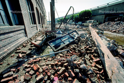 Bricks, Townsend Street, south of Market, SOMA, Loma Prieta Earthquake (1989), 1980s