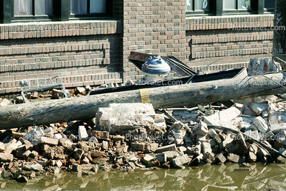 Downed Power Pole, south of Market, SOMA, Loma Prieta Earthquake (1989), 1980s