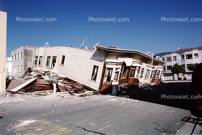 Collapsed Home, Marina district, Loma Prieta Earthquake (1989), 1980s
