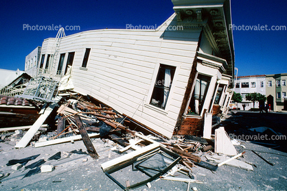 Crushed Car, Collapsed House, Marina district, Loma Prieta Earthquake (1989), 1980s