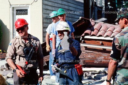Rescuers, Marina district, Loma Prieta Earthquake (1989), 1980s
