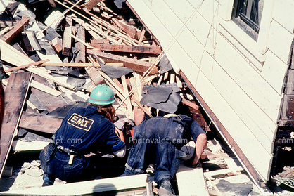 EMT Rescuers, Marina district, Loma Prieta Earthquake (1989), 1980s