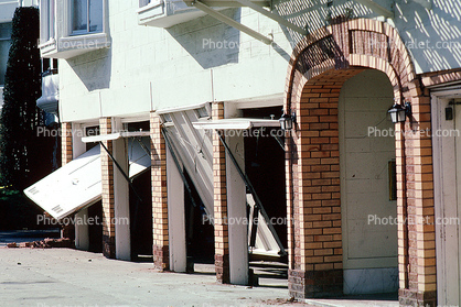 Chaotic Garage Doors, Marina district, Loma Prieta Earthquake (1989), 1980s