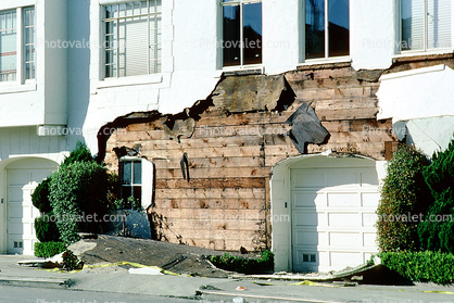 Garage, Collapsed Wall, Marina district, Loma Prieta Earthquake (1989), 1980s