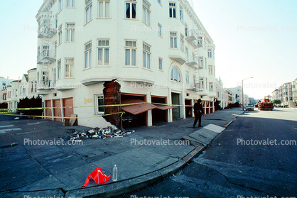 Garages in Disarray, Marina district, Loma Prieta Earthquake (1989), 1980s
