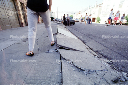 Sidewalk in Upheaval, Marina district, Loma Prieta Earthquake (1989), 1980s