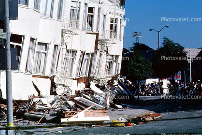 Collapsed Apartment Building, Fillmore Street, Marina district, Loma Prieta Earthquake (1989), 1980s