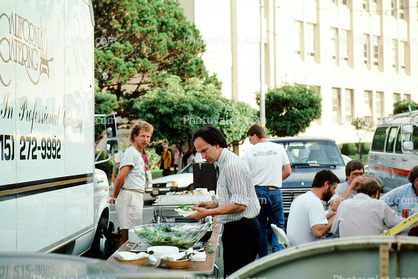 Food, Refugee Center, Marina district, Loma Prieta Earthquake (1989), 1980s