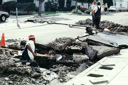 Workers, Workmen, Shovel, Marina district, Loma Prieta Earthquake (1989), 1980s
