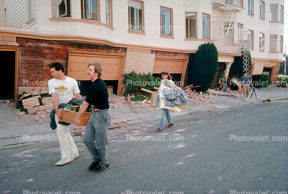 Collapsed Apartment Buildings, Marina district, Loma Prieta Earthquake, (1989), 1980s