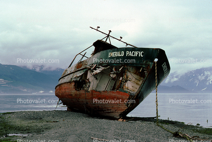 Fishing Boat Emerald Pacific, Valdez tidal wave site, Alaska Earthquake of 1964, 1960s