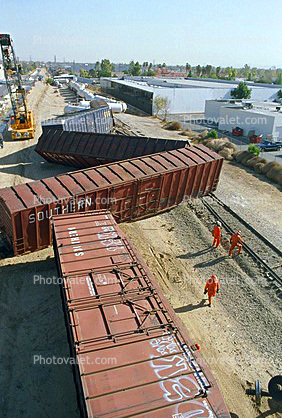 Derailed Train, boxcars, Northridge Earthquake Jan 1994