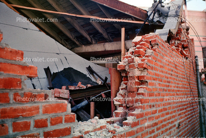 Red Brick Wall, Building Collapse, Northridge Earthquake Jan 1994
