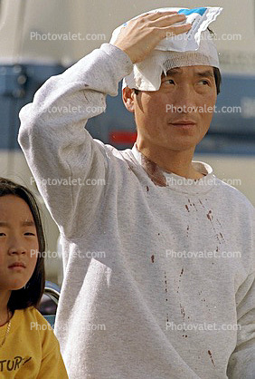 Injured Man, Northridge Earthquake Jan 1994