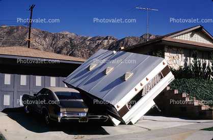 Camper Shell, Car, driveway, 1971 San Fernando Valley Earthquake