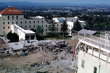 San Fernando Veterans Administration Hospital campus, building collapse, rubble, ruin