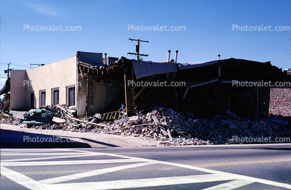 Collapsed Buildings, Brick Rubble, 1971 San Fernando Valley Earthquake