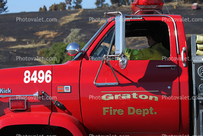 8496 Graton Fire Dept., Firetruck Door, Mirror, Stony Point Road Fire, Sonoma County