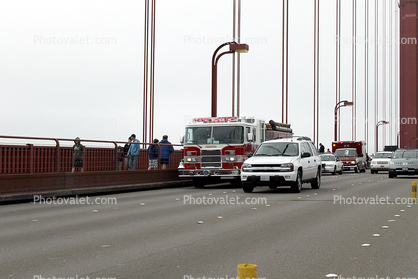 Fire Engine Crossing the Bridge