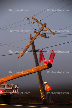 Broken Power Pole, Wires, Sonoma County