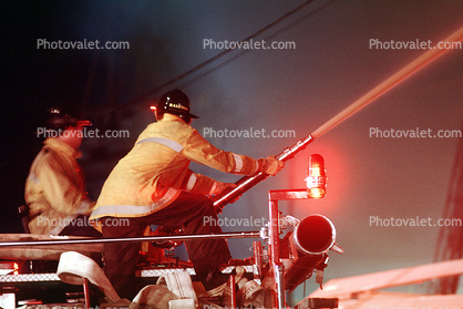 fire at 3rd street and 20th street, San Francisco, flashing lights, Potrero Hill, 1980s