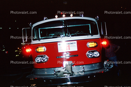 flashing lights head-on, American LaFrance truck, Fire Engine