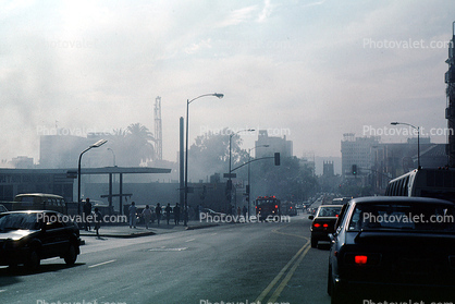 cars, street, smoke