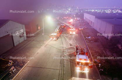 Dogpatch area in San Francisco, Interstate Highway I-280, Potrero Hill, flashing lights