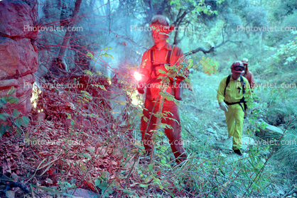 Setting a backfire, grass fire, wildfire, Wild land Fire, Malibu Fire, California