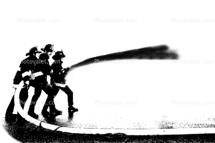 Silhouette, Firefighters, Hose, Water, graphic, logo, shape