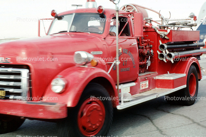 GMC firetruck, Van Pelt, Westside Fire District, San Carlos California, 1950s
