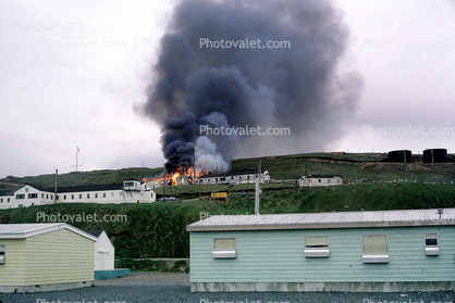 Thick Black Smoke, Burning Barracks, USN, Navy Base, Adak Alaska