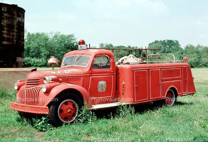 SFD, Fire Engine, Old Shawneetown Illinois, 1950s