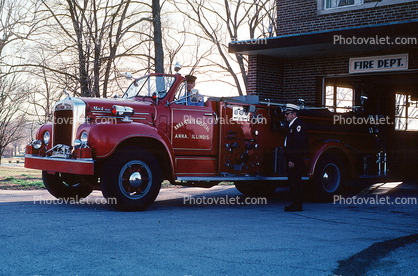 Fire Engine, Anna State Hospital, Mack Truck, Anna Illinois, 1950s