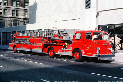 Hook and Ladder, Fire Truck, Pirsch Firetruck, L.F.D., Aerial-1, Louisville, Kentucky, 1978, 1970s