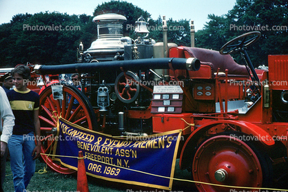 Volunteer & Exempt Firemen's Benevolent Ass'n, Freeport, New York, Motorized Steam Pumper, Pump, 1963, 1960s, 1950s