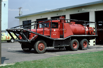 Dodge Fire Truck, Water Tender, tank, Otis AFB, Cape Cod, 1950s