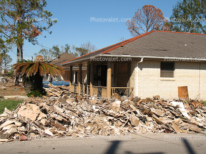 House Rubble, Hurricane Katrina aftermath, New Orleans, 2005, detritus, rubble