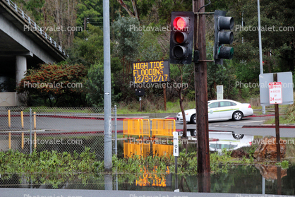 High Tide Flooding, Global Warming, Climate Change, Flooding parking lot, Highway 101, Mill Valley