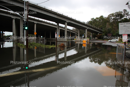 Richardson Bridge, High Tide Flooding, Global Warming, Climate Change, Flooding parking lot, Highway 101, Mill Valley