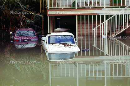 Flooded Building, Home, House, Balcony, Car, 14 January 1995