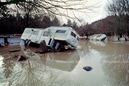 Flooded trailer, campsite, 14 January 1995