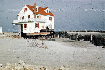 Home, House, Building, Hurricane Damage, Seashore, Outer Banks, Cape May, 2 December 1950