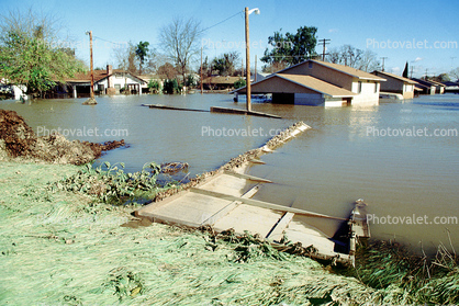 Flooded suburban neighborhood, Homes, Houses, Northern California