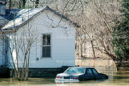 Flooded Home, House, Car, Louisville, Kentucky