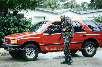 National Guard Soldier, Rifle, Hurricane Francis, 2004