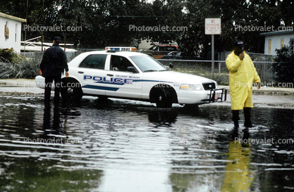 Police Car, flooding, flood, Hurricane Francis, 2004