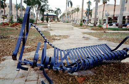 bench, park, detritus, Hurricane Francis, 2004, rubble