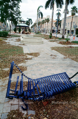bench, park, detritus, Hurricane Francis, 2004, rubble